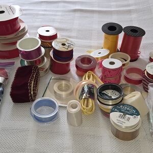 Assorted Ribbon Spools - Red, Pink, Yellow, Gold, Blue